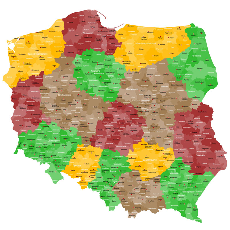 Mapa powiatów w Polsce